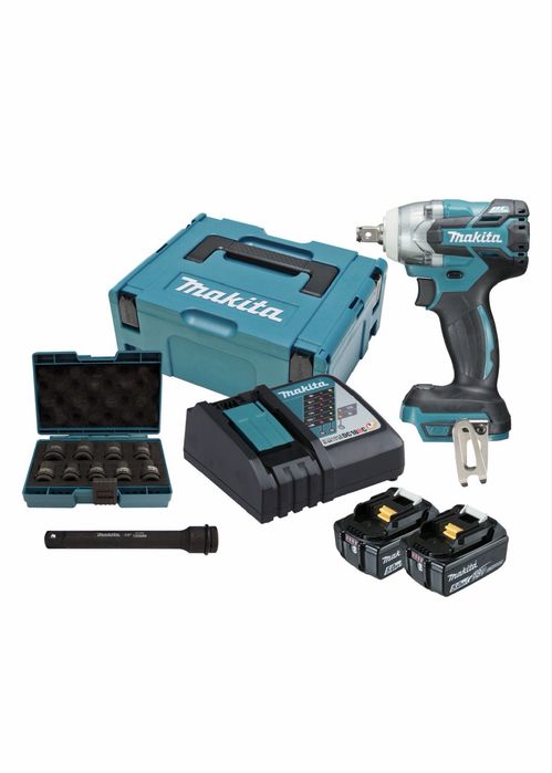 Cheie de impact Makita DTW285RTJX 1/2 Brushless LXT 18V, 2 acumulatori 5.0 Ah, incarcator rapid + trusa tubulare impact in cutie MAKPAC Noua