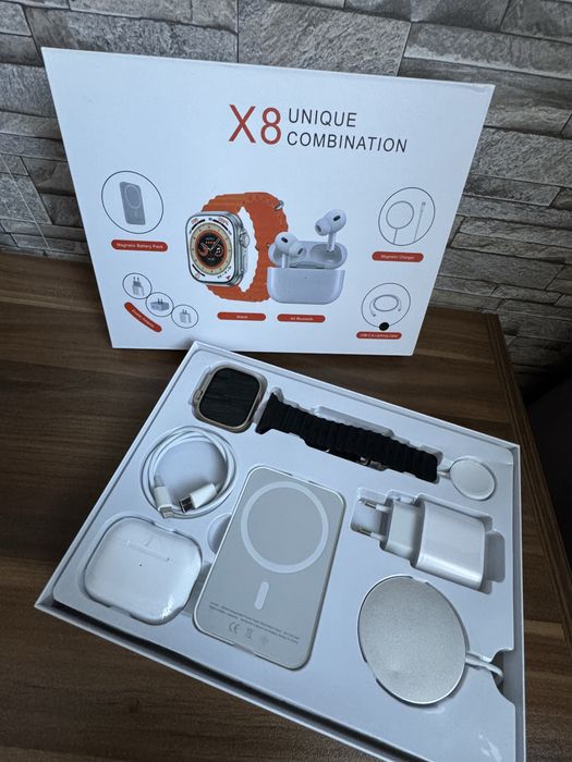 X8 Смарт Комплект (Часовник + Слушалки + Зарядни) – разопакован!