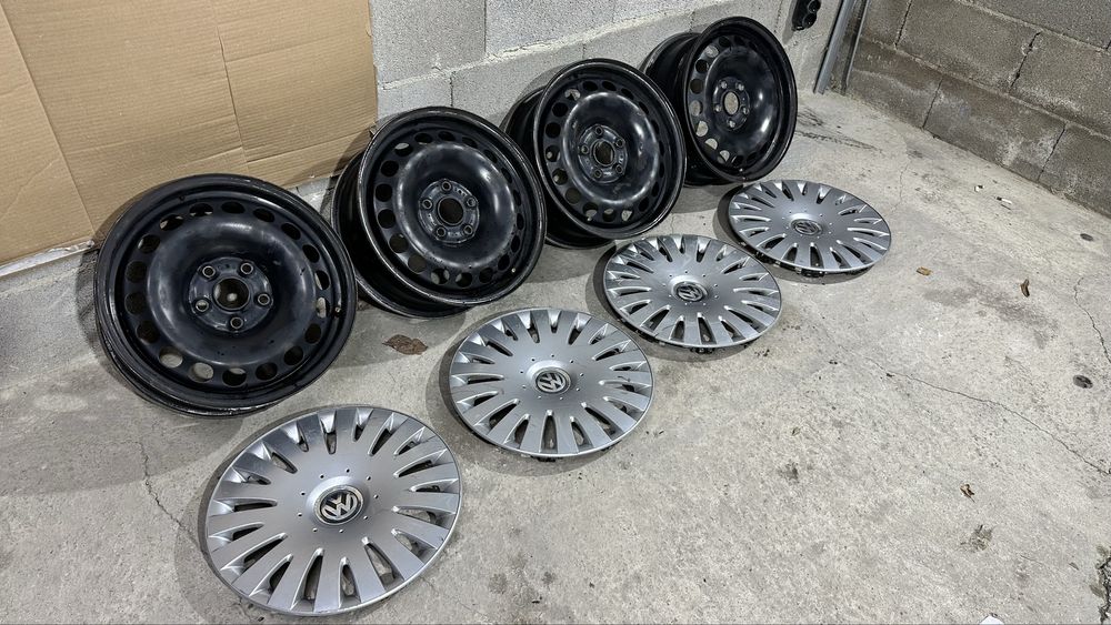 Железни джанти 16 5х112 + оригинални тасове VW
