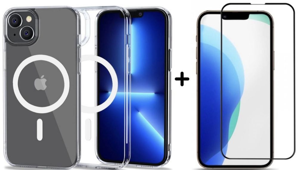 Pack 2-1 Husa Magsafe + Folie Sticla Iphone 14/15/16E/17/PRO/MAX/PLUS
