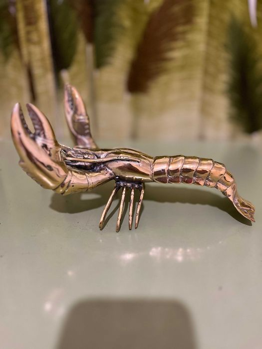 Склуптура,декорация на омар от полиран бронз(XL)