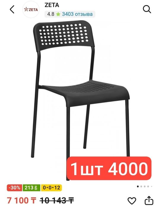 Стул пластиковый черный