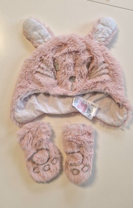 Сет от шапка и ръкавички Primark за момиче, 0-6 месеца