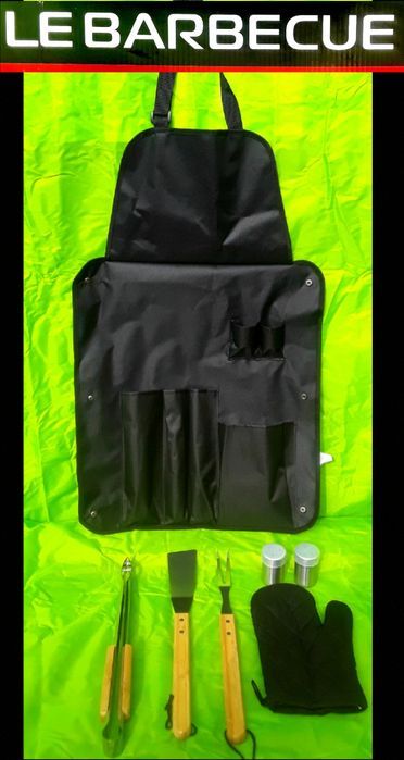 SET USTENSILE Premium din INOX si Sorț LEBARBACUE pentru gratar - NOI