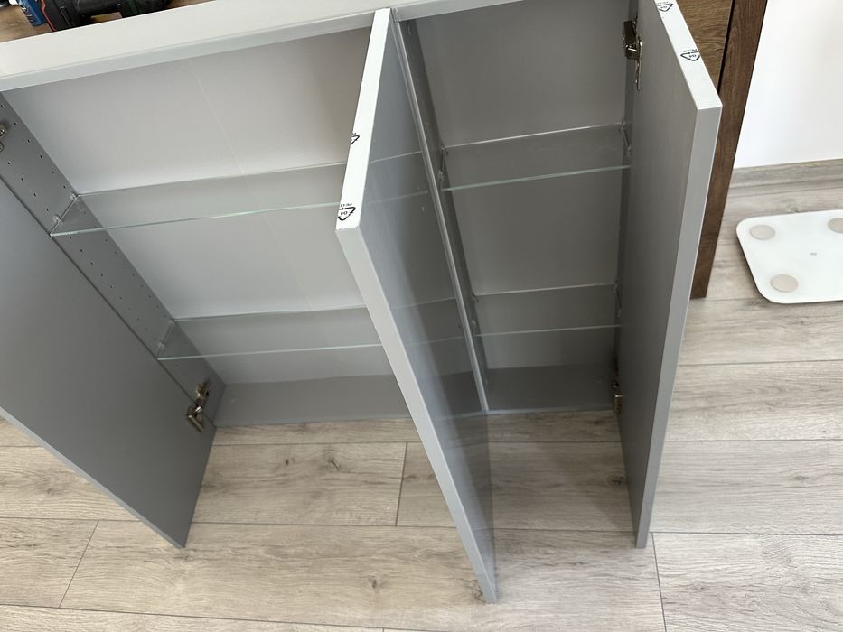 Dulap MDF baie suspendat, gri, 90 x 100 X 15 cm • GoodHome Imandra