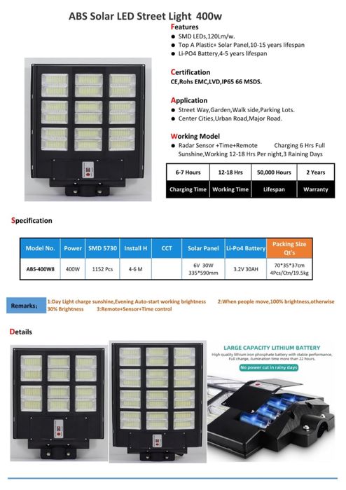 Солнечный прожектор 300w