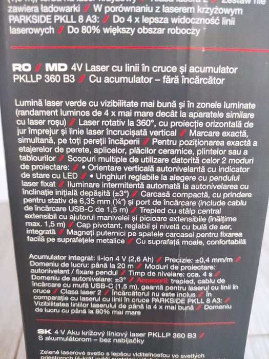 Laser cu trepied Parkside Performance cu linii in cruce