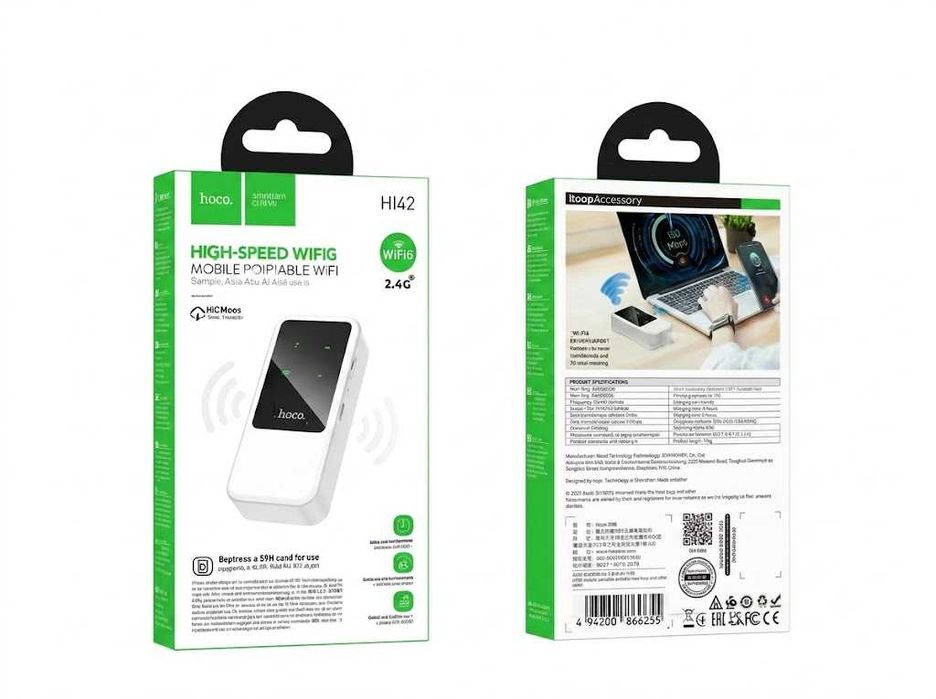 Портативный 4G LTE Wi-Fi 6 роутер Hoco HI42, компактный