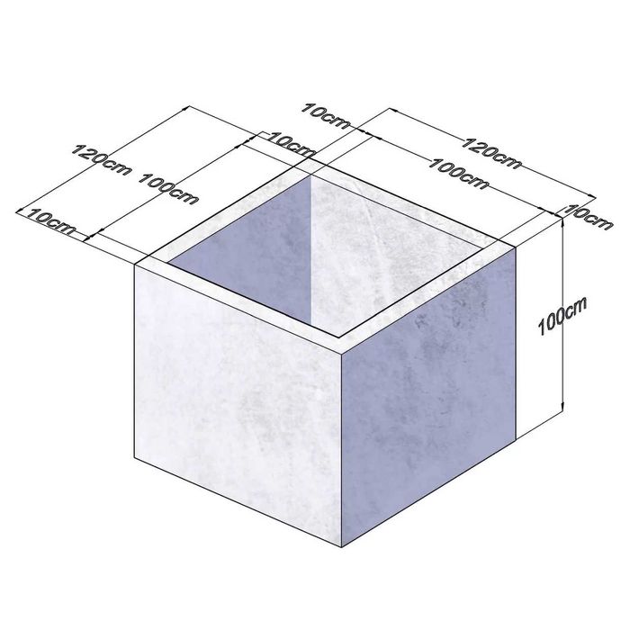 Camin patrat din beton dimensiune interioara 100 x 100 cm