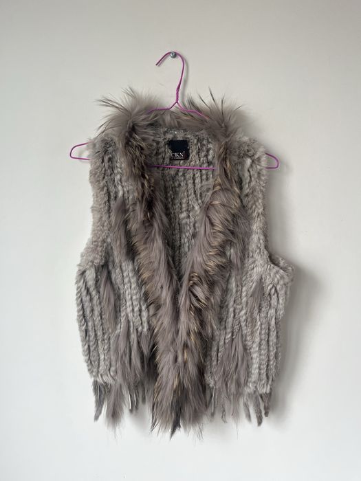 Дамски елек с естествен косъм два цвята