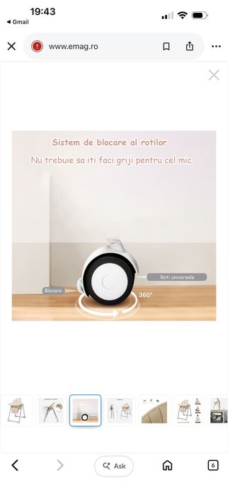 Scaun 3 in 1 ajustabil bebeluși