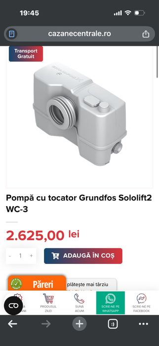 Pompă cu tocator Grundfos Sololift2 WC-3