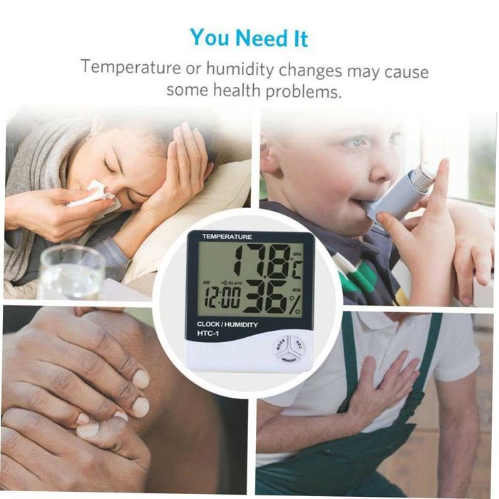 Statia Meteo cu Termometru Ceas Data Temperatura Umiditate Baterie AAA