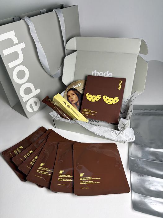rhode x Justin Bieber / The Biebers Caramelized Banana Lip Gloss гланц, Eye Patches пачове, Spotwear за пъпки, оригинален лимитиран сет или поотделно