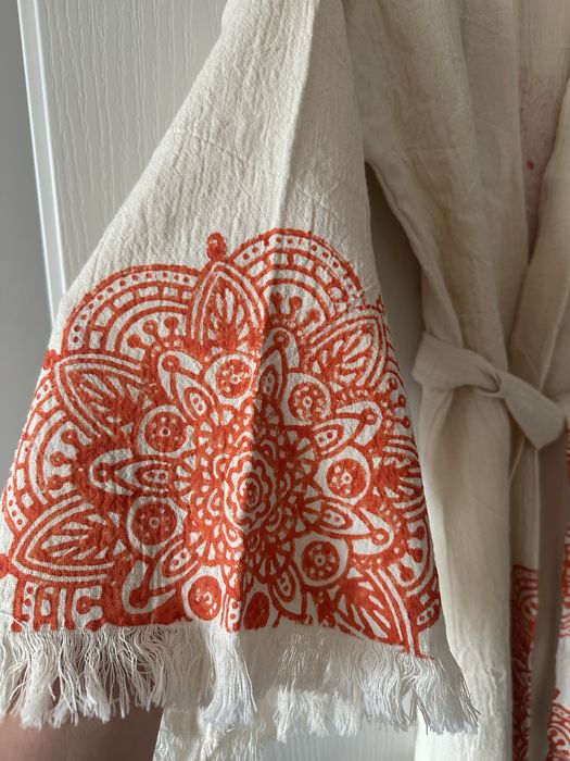 Caftan / kimono handmade, din bumbac 100%, vopsit natural