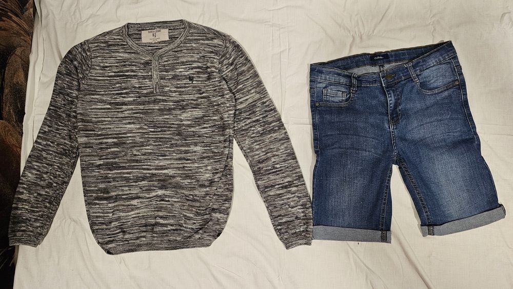 Set bluza gri și blugi 3/4 152-158