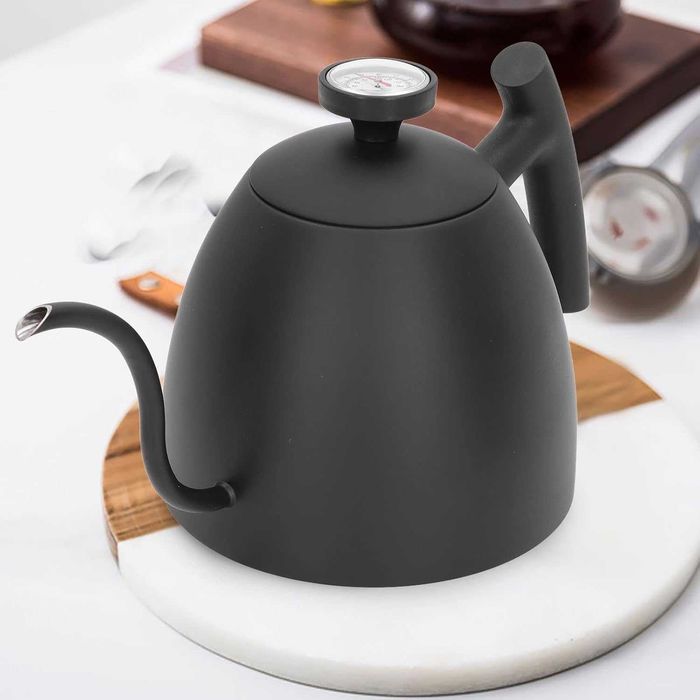 Fierbator/Ceainic ceai/cafea cu termometru, gat lung, Black cu termostat, aspect Classic Japan