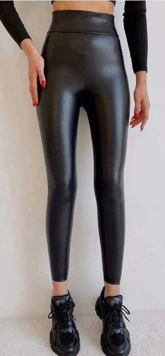 Colanți din piele vătuiți lucioși mulați