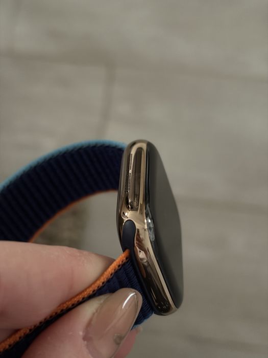 Garantie 2027+Ceas Apple Watch 11 GPS + Cellular, Carcasa Gold Titanium 42mm, Gold Milanese Loop