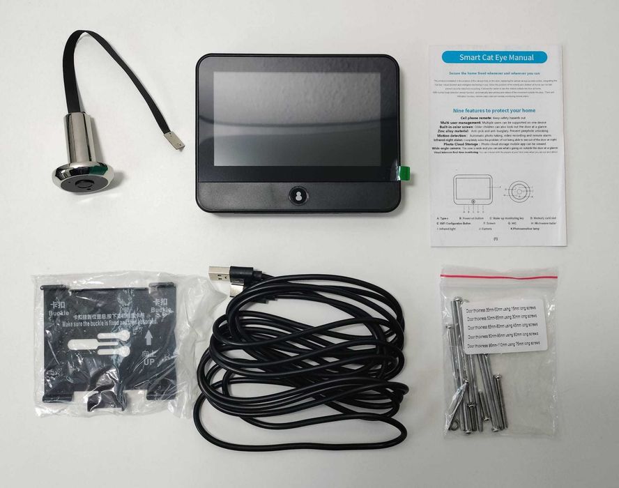 WiFi видео шпионка за врата с вътрешен дисплей, нощно виждане Tuya