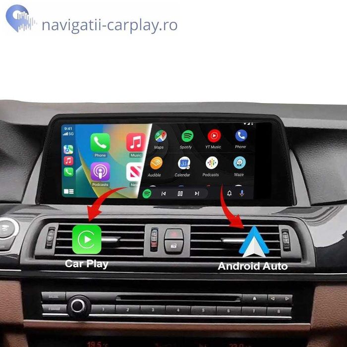 Ecran mare BMW seria 5 F10 F11 cu touchscreen, CarPlay și Android Auto