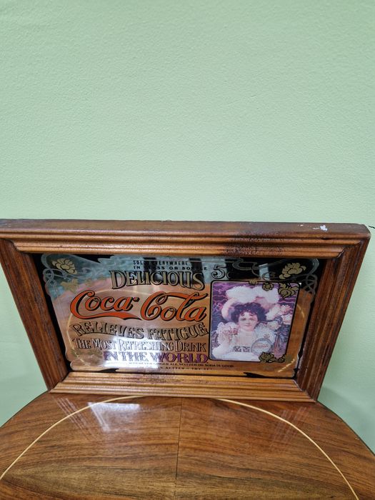 Уникално рядко антикварно рекламно огледало Coca Cola