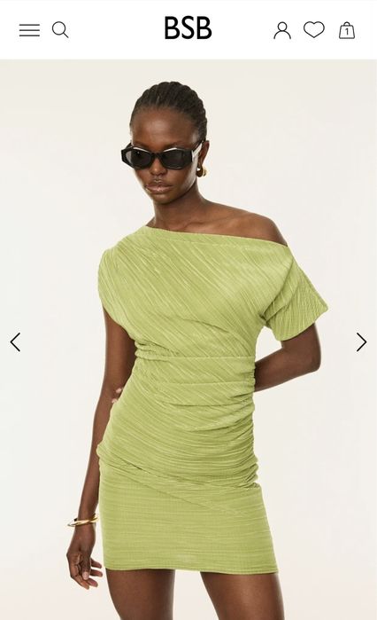 Зелена Рокля BSB с паднало рамо