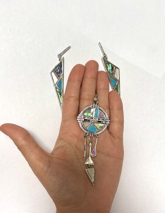 Set Argint 925 masiv AMULETA NOROCULUI pandantiv si cercei