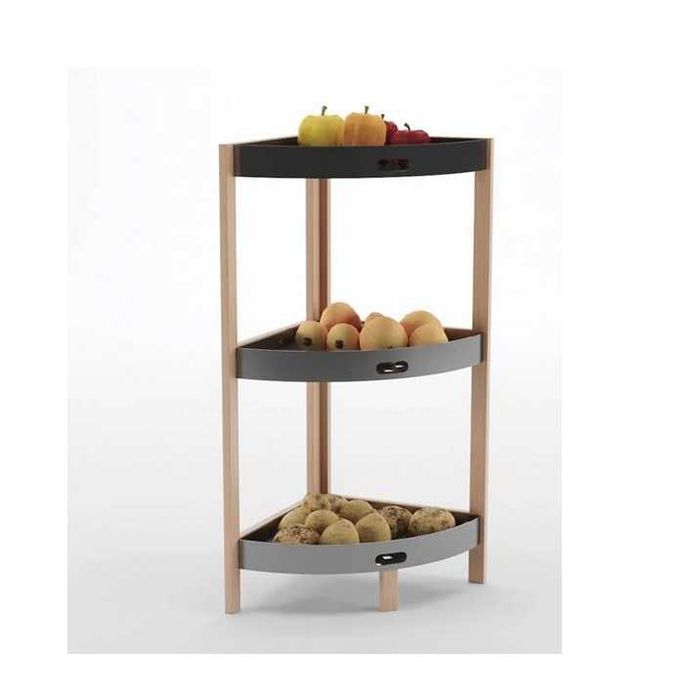 Ъглов рафт, Дървена етажерка, органайзер за ъгъл, 3 места, 33х33х80см