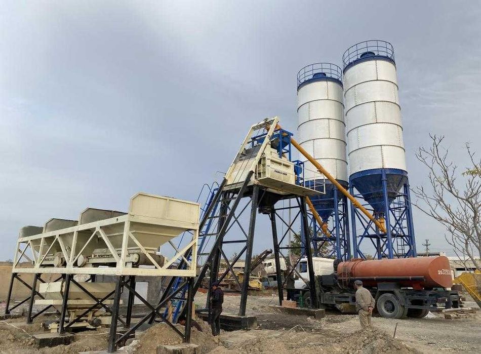 Бетонный завод БСУ Hzs 50 (1 куб-скиповый)