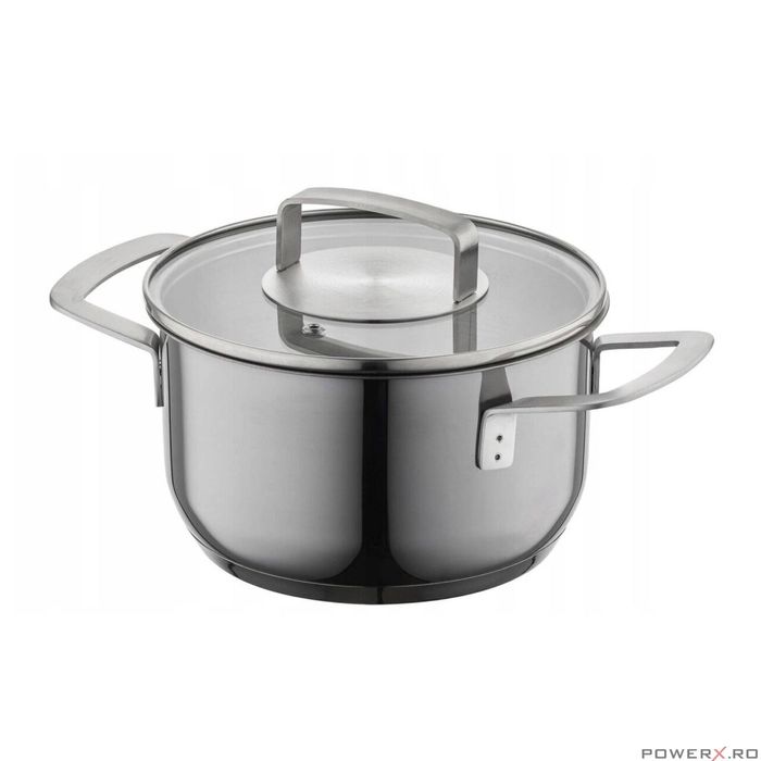 Oala cu capac, din inox, parte inferioara cu 5 straturi, diametru