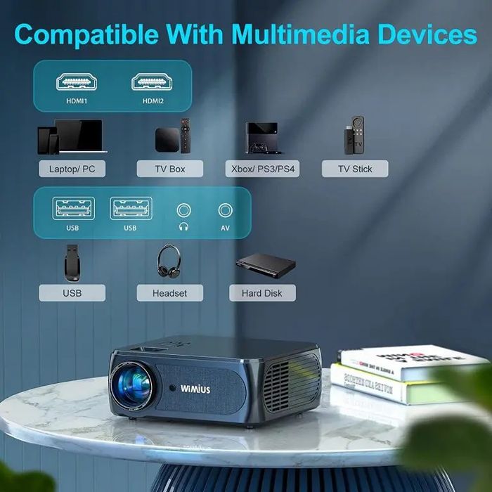 WIMUS 4K проектор 5G WiFi Bluetooth Full HD проектор 1080p