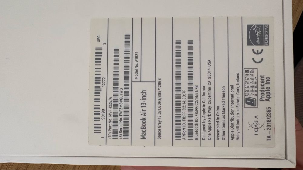 Macbook air 13-inch 2019г. Space Gray