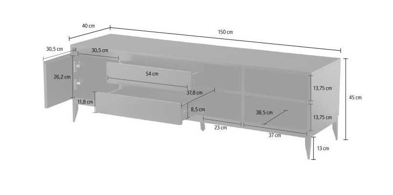 Suport Masa Comoda TV Saltaire Neagra Design Modern Elegant 150/40/45cm OFERTA !!! PRODUS NOU + LIVRARE GRATUITA in Oradea