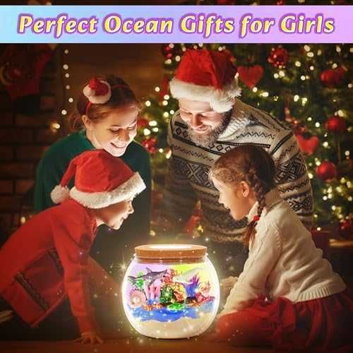 Нов детски океан терариум комплект с фигурки и 13 LED цвята за деца