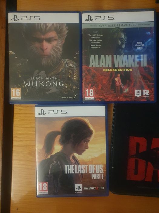 The last of us part 1, Black Myth Wukong, Alan wake 2 PS5