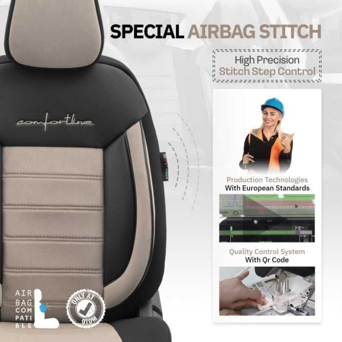 К-т Луксозна Тапицерия Automat-OTOM, Бежово-Черна, COMFORT 025