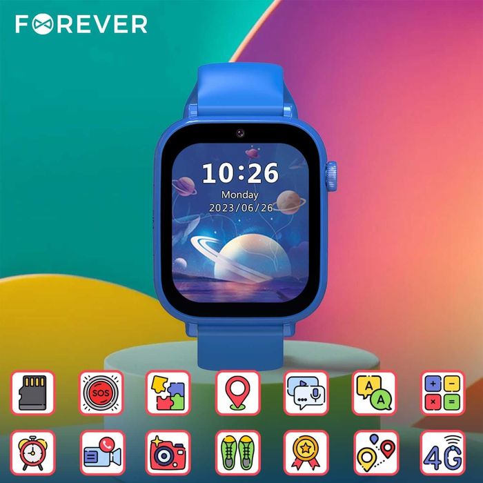 Детски смарт часовник Forever Look Me! 3 - 4G, GPS, Видео разговори