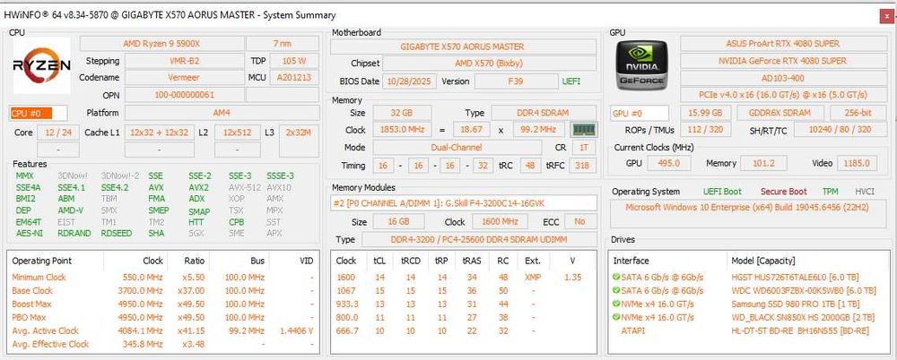 Gigabyte Aorus Master x570 + AMD Ryzen 5900X + RAM 32GB DDR4 G.SKILL