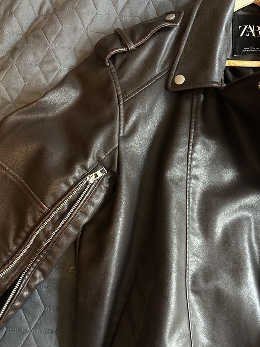 Кафяво кожено яке Zara