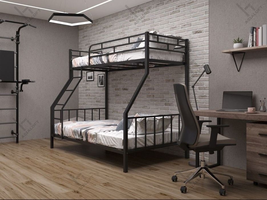 Металлическая Кровать Двухъярусная, Лофт Стиле, Бесплатная Доставка,