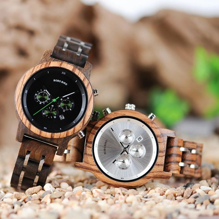 Bobo Bird ceas lemn lux cu curea lemn otel cutie P18 femei