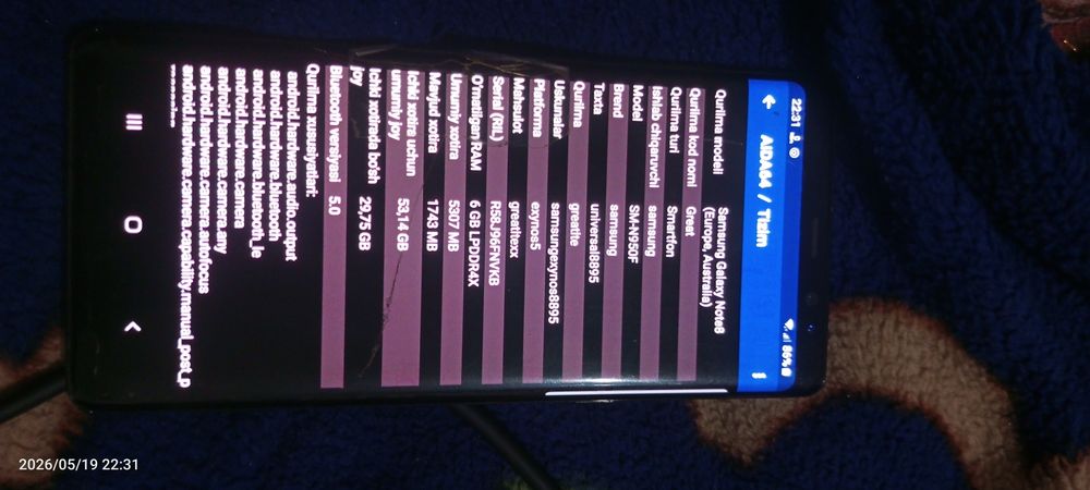 Samsung note 8 ruchkasi bor ishlaydi