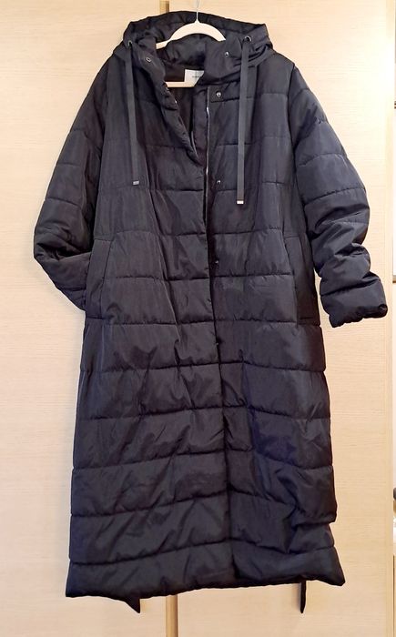 Дамско черно ватирано палто, XXL