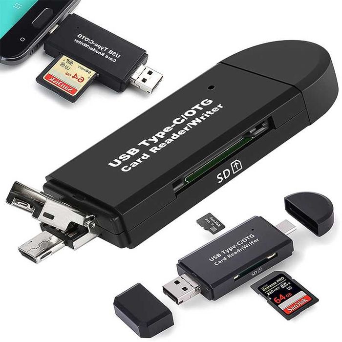 Универсален четец за карти SD, MicroSD, TF USB, USB-C, Micro USB