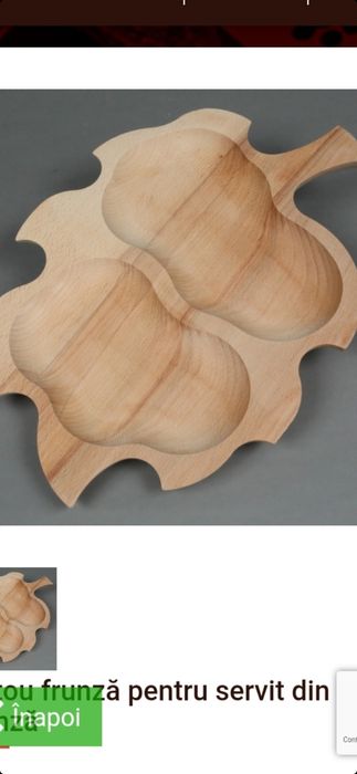 Platou frunză pt servit din lemn.