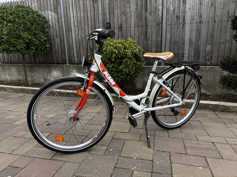 Bicicleta KTM 24" Wild Cat alb/portocaliu 35 cm
