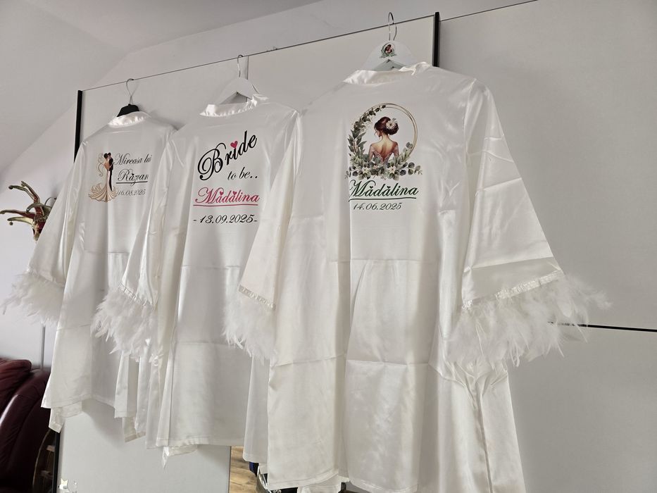 Halat +  papuci mireasă PERSONALIZATE