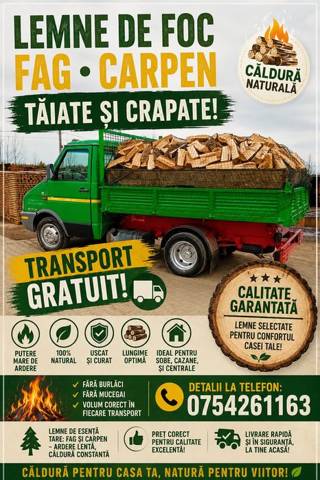Lemne de foc fag carpen tăiate și crapate!