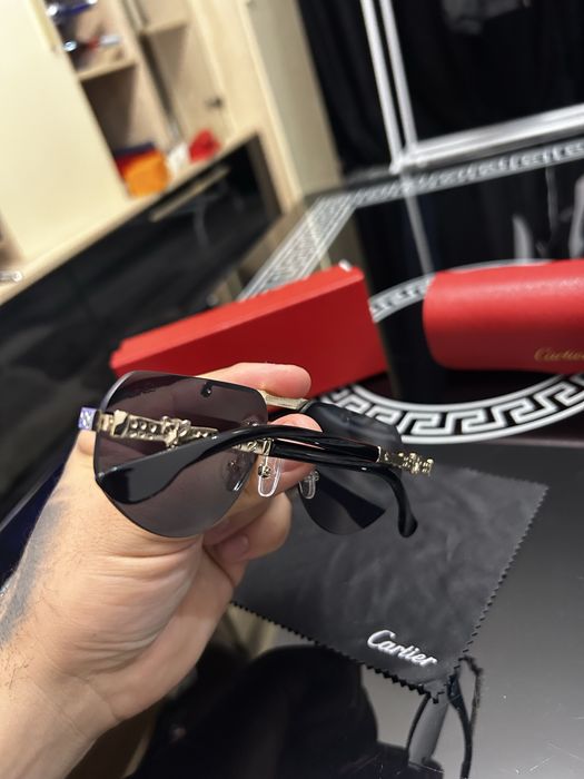 Ochelari de soare Cartier Rimless Luxury Gold Black – model rar, calitate premium